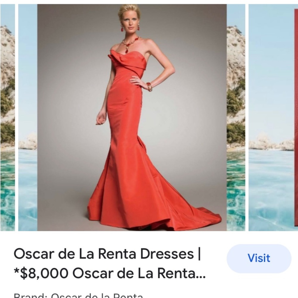 Oscar de la Renta 100% silk coral gown.